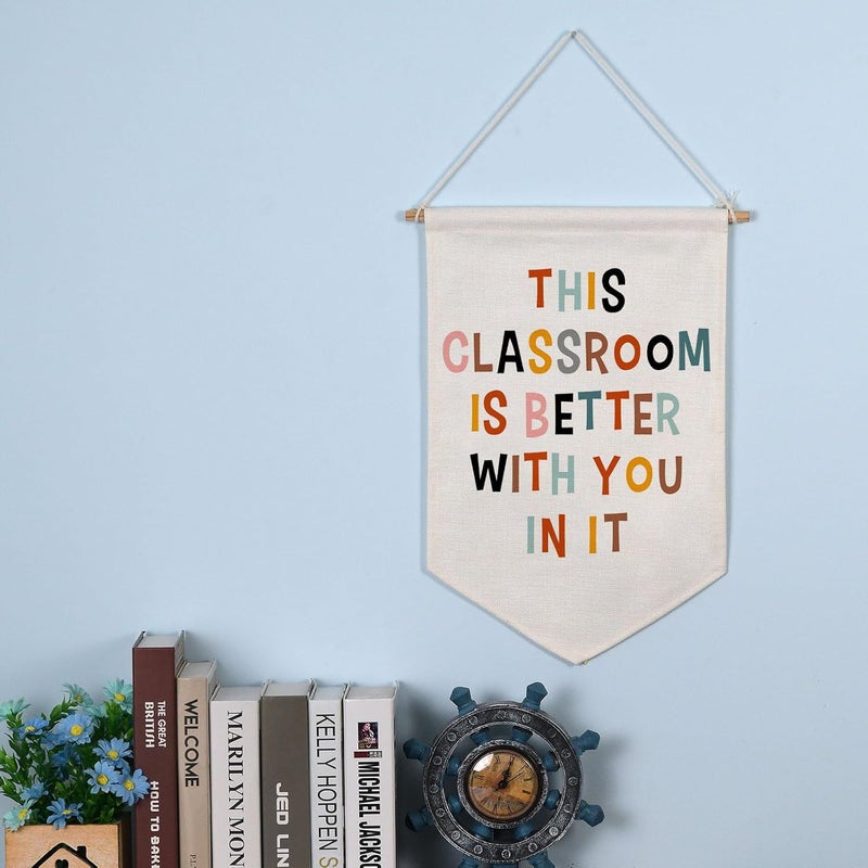 OFlyDesigns This Classroom Is Better With You In It Pennant Flag, Classroom Decor Pennants, Welcome Hanging Flag, Classroom Decor, Classroom Sign, Teacher Sign, Classroom Garden Flag, Back To School Decor - Image 3